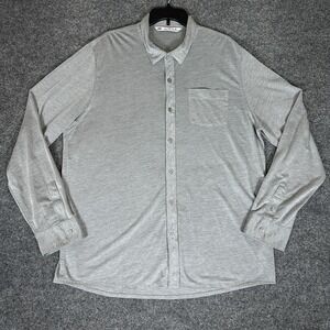 TravisMathew Shirt Mens 2XL Gray Golf Long Sleeve Button‎ Up Performance Casual